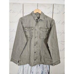 Original Paperbacks Mens M Olive Green Cotton Canvas Utility Zip Shirt Jacket